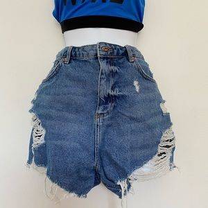 Ripped denim jean shorts - Forever 21